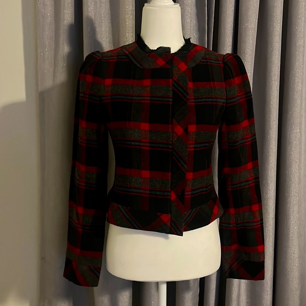 She Said... Full Zip Cropped Plaid Jacket Women's Size 4